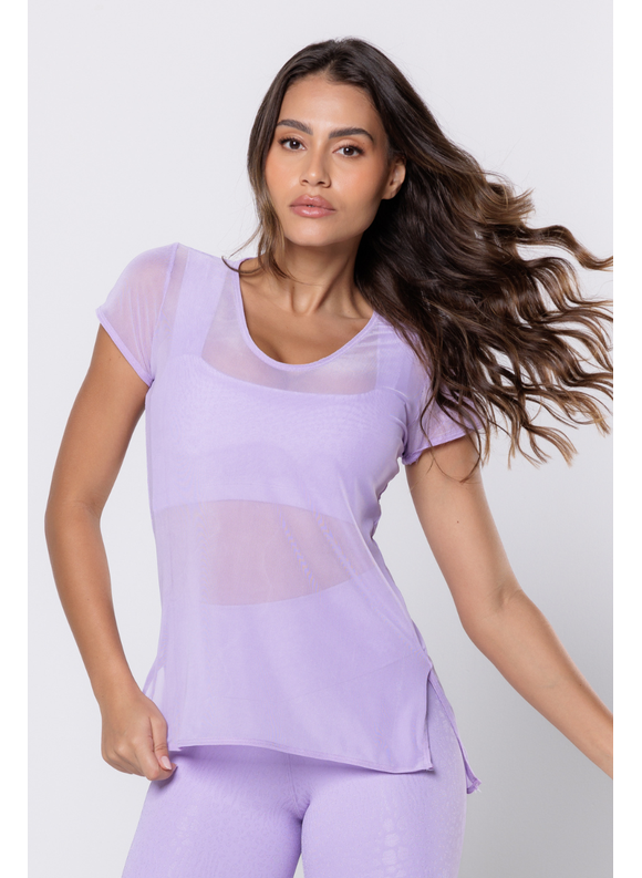 Blusa Tule Mullet Com Manga Abertura Lateral Bordô