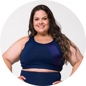 Top Fitness Plus Size Poliamida Com Recorte Azul Marinho