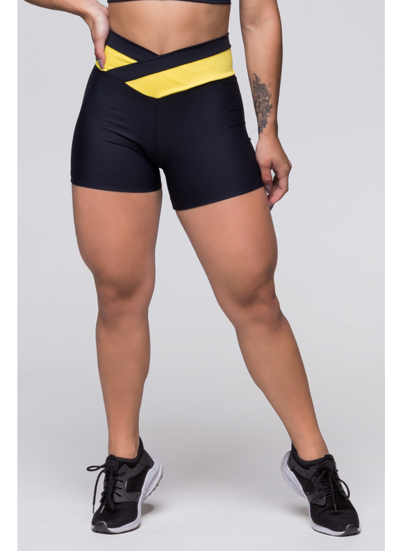 Short Fitness Poliamida Cós Transpassado Azul Marinho com Valentino