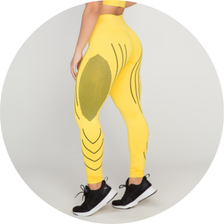 01 calca legging fitness poliamida compressao amarelo com preto